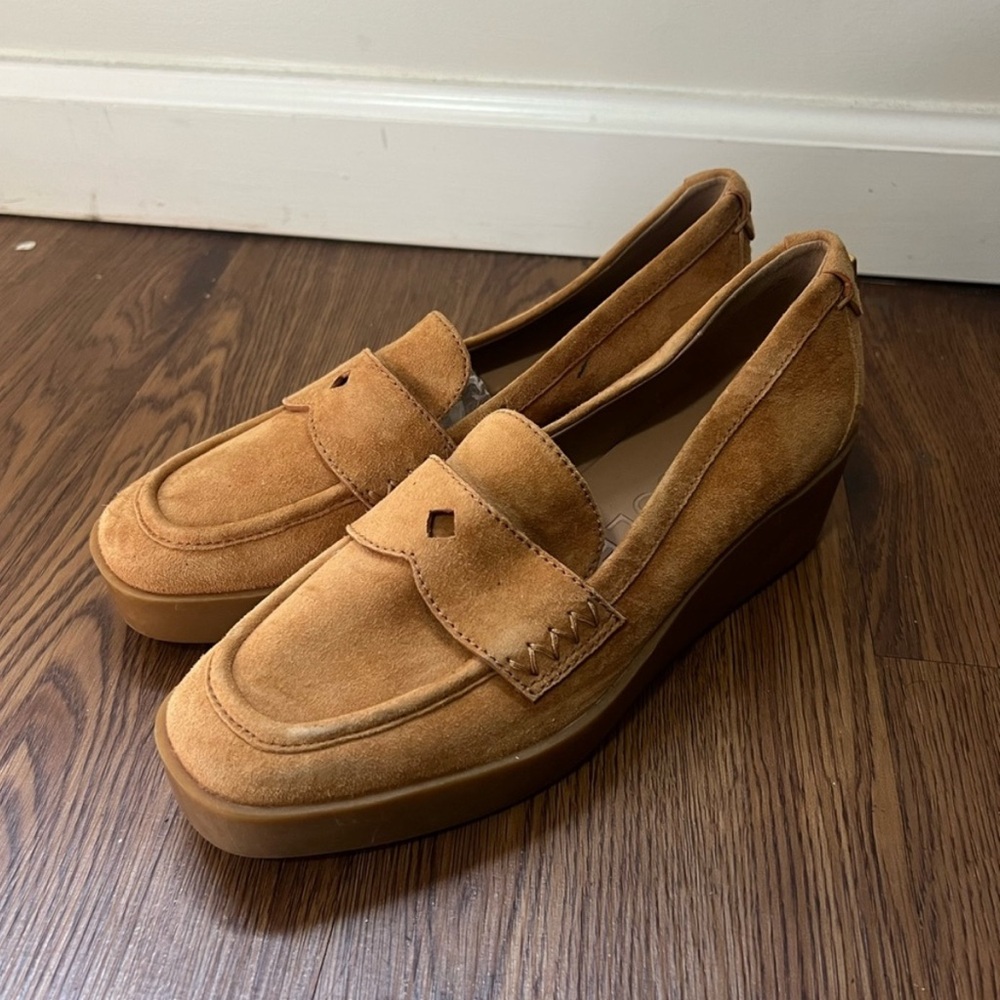 Aerosoles Tan Genuine Suede Cetara Wedge Loafers Size 7 US $120